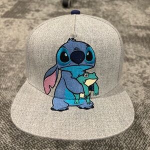 RARE Disney Lilo And Stitch With A Frog Gray Snapback Adjustable